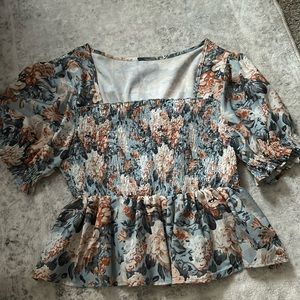 Cute ruffled orange and blue top from Shein!